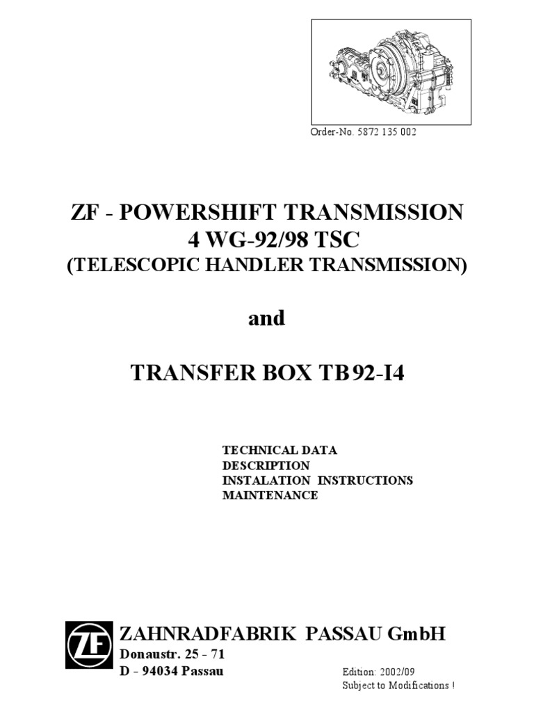 Telescopic Handler Transmission Guide | PDF | Transmission