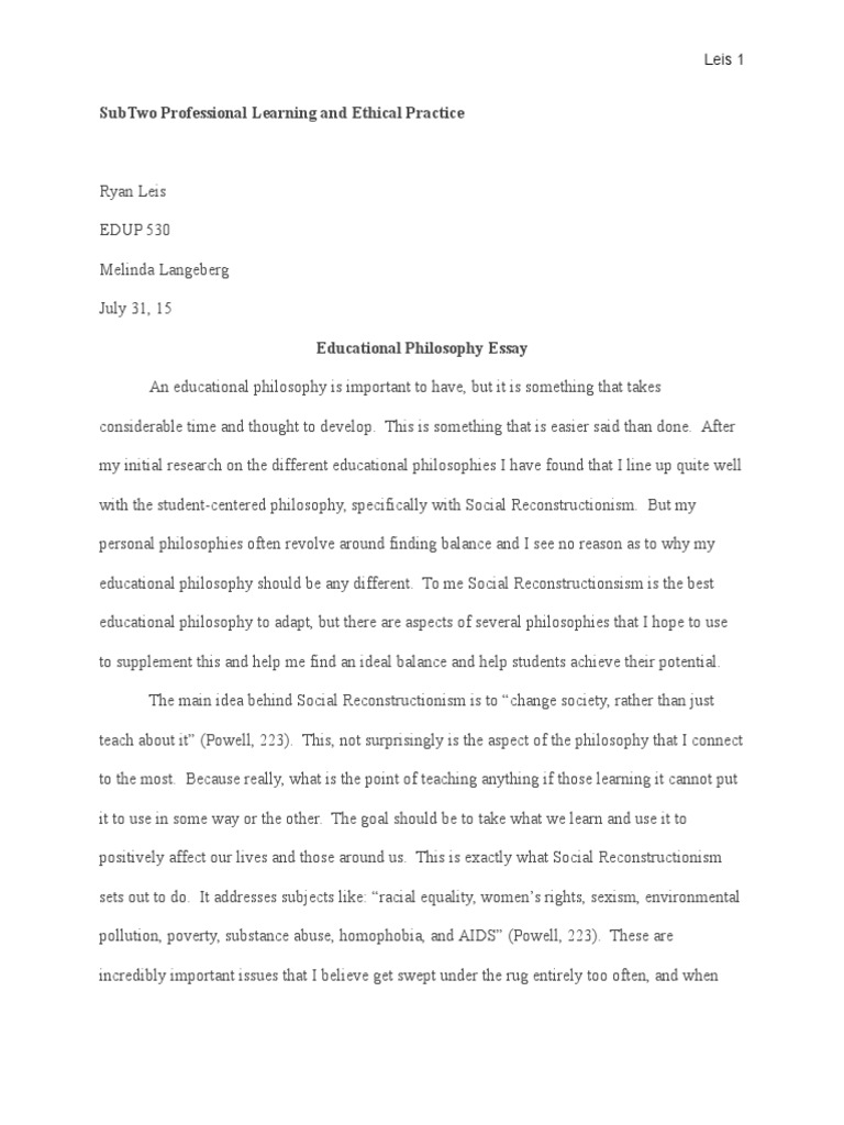 Educational philosophy essay