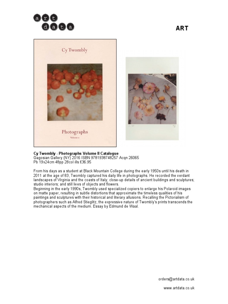 Cy Twombly - Photographs Volume II Catalogue | PDF