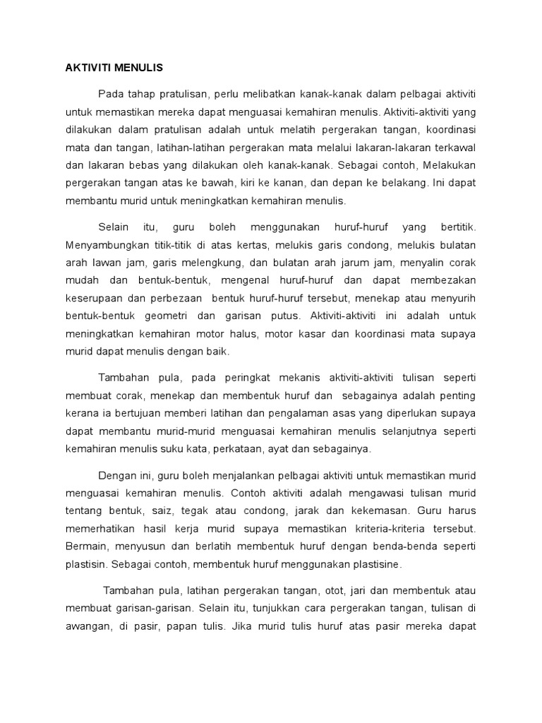 Aktiviti Menulis Pdf