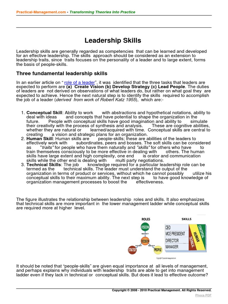 Three Fundamental Leadership Skills | PDF | Action (Philosophy ...