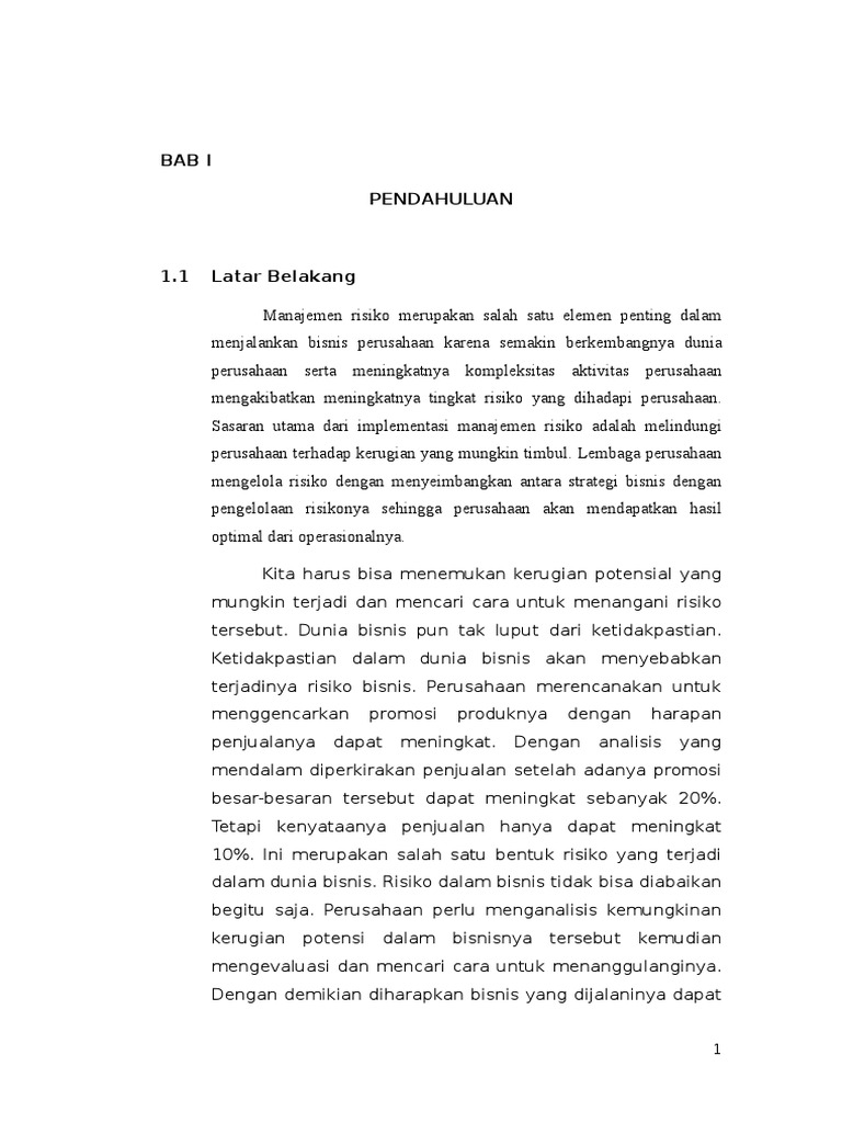 Makalah Manajemen Risiko
