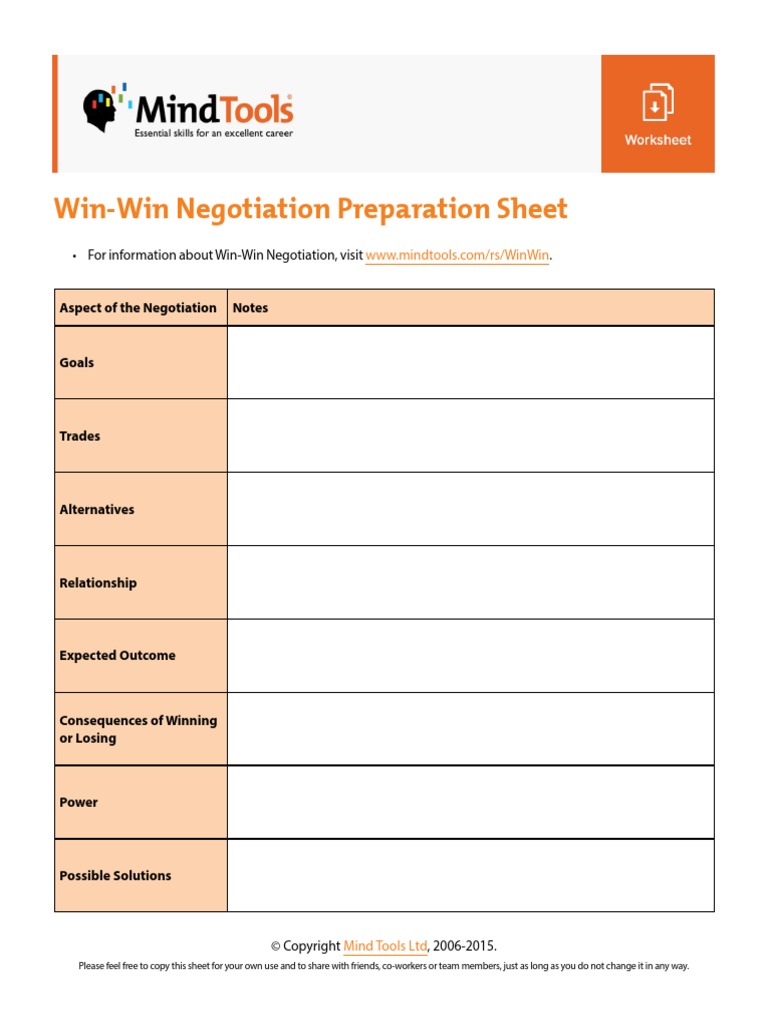 Win Win Worksheet | PDF | Career & Growth | Business