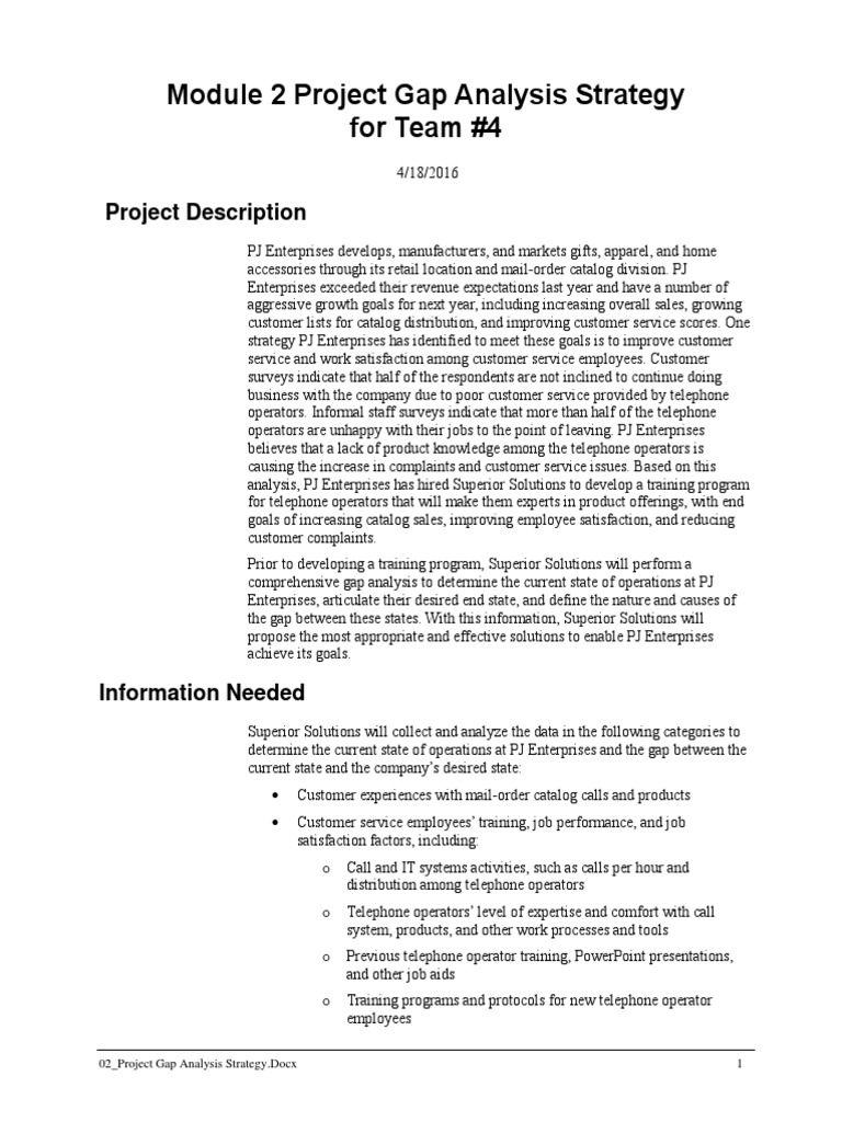 02 Project Gap Analysis Strategy | PDF | Employment | Strategic Management