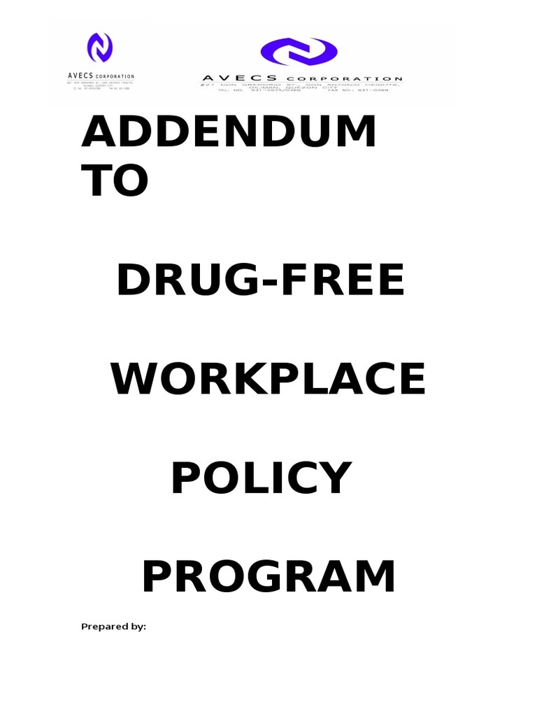 Sample Drug Free Workplace Policy Program 02 July 2013 Heroin Cocaine