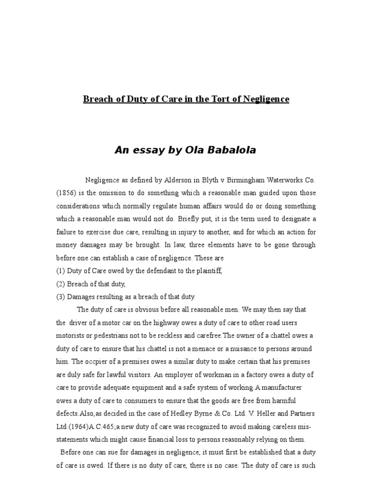 Breach of Duty of Care in Negligence | PDF | Negligence | Duty Of Care