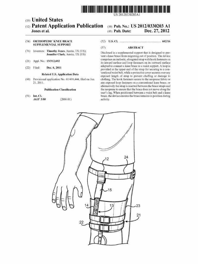Orthopedic Knee Brace Supplemental Support Device for Preventing