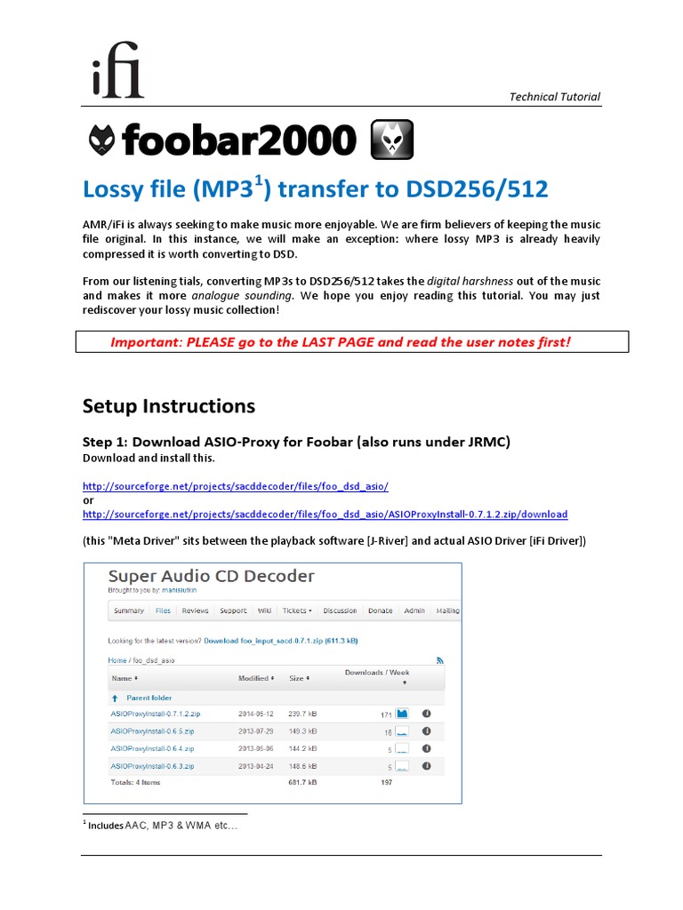 Convert MP3 to DSD256/512 Tutorial | PDF | Computers