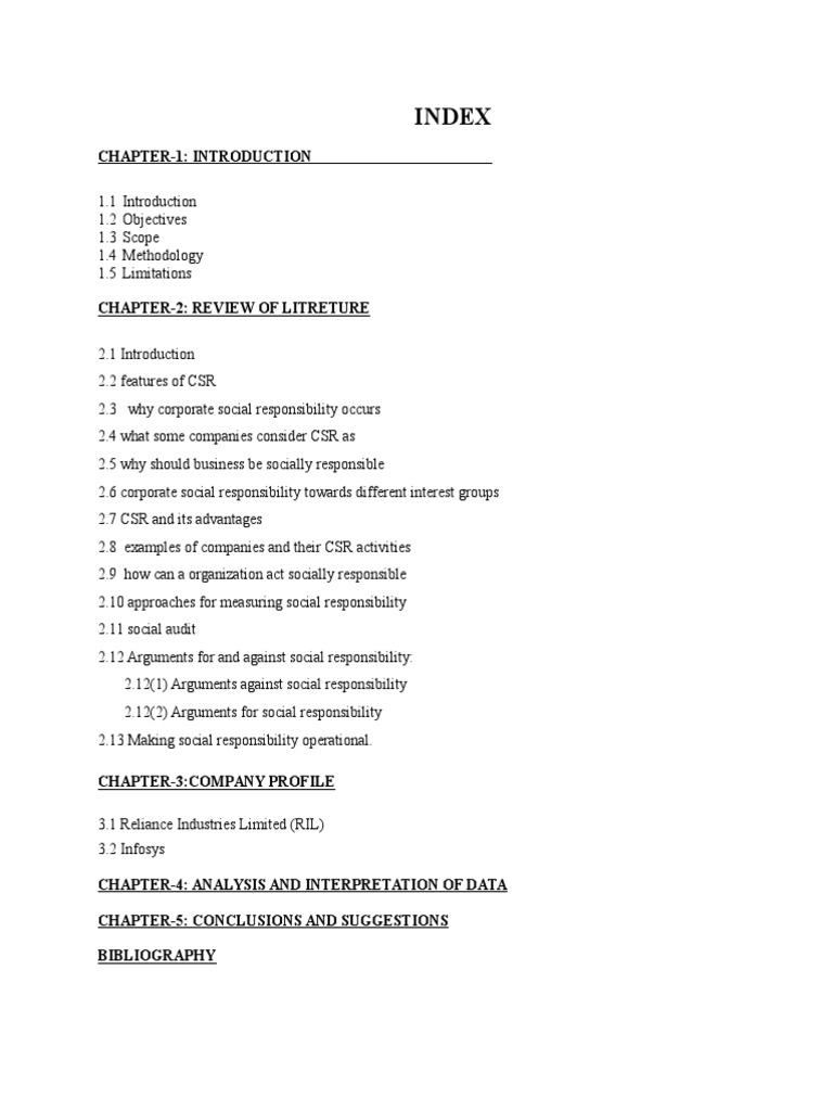 A Project On CSR and Its Reporting On Infosys and Reliance Industries ...