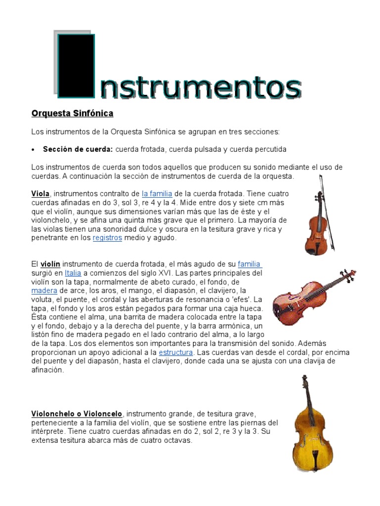 Instrumentos de la Orquesta Sinfónica | PDF | Arte | Clásicos