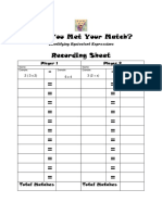 distributive match recording sheet