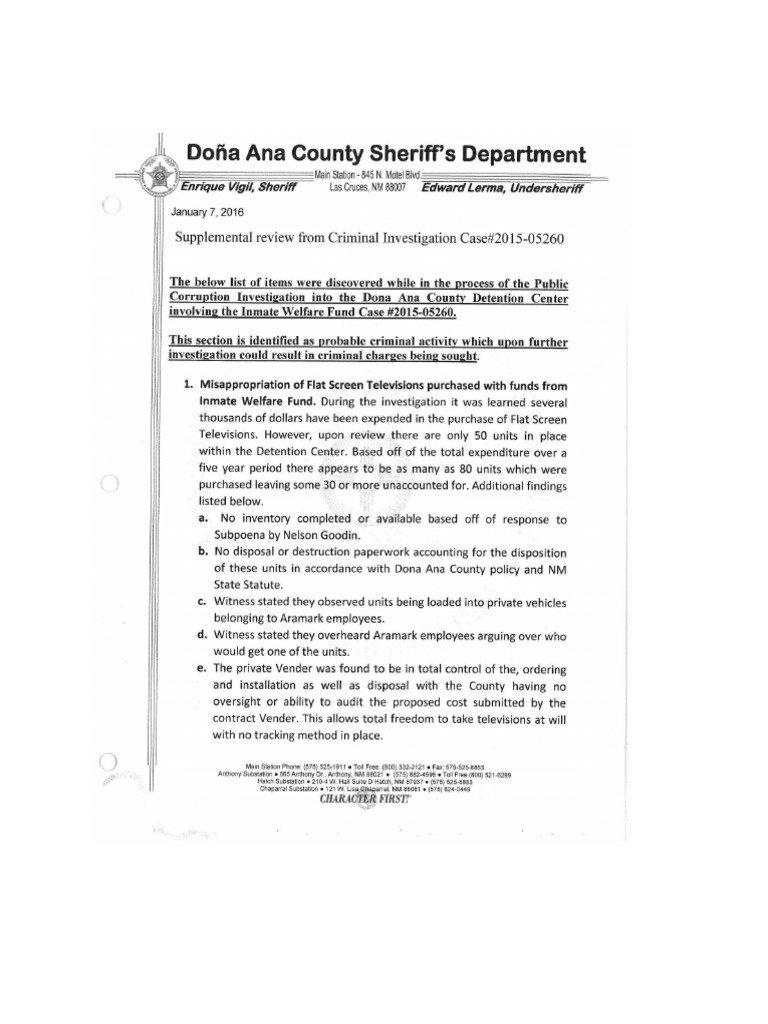 Doña Ana County Sheriff's Department investigation