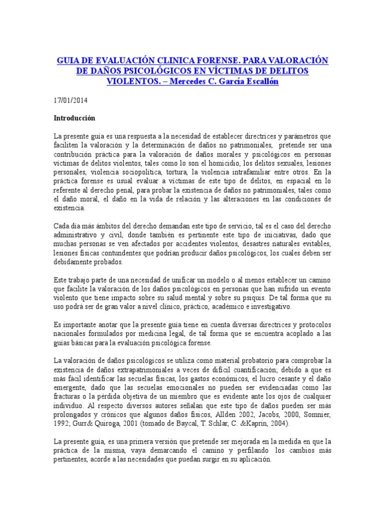 Guia de Evaluación Clinica Forense. Garcia | PDF | Violencia doméstica ...