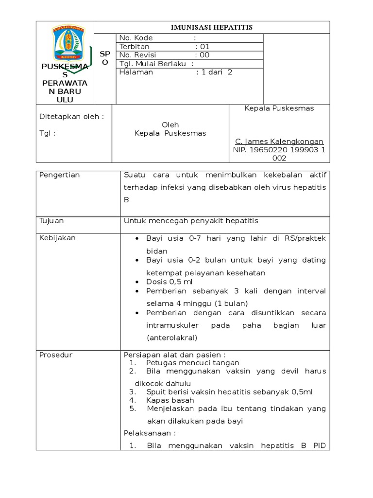 Sop Imunisasi Hepatitis Doc