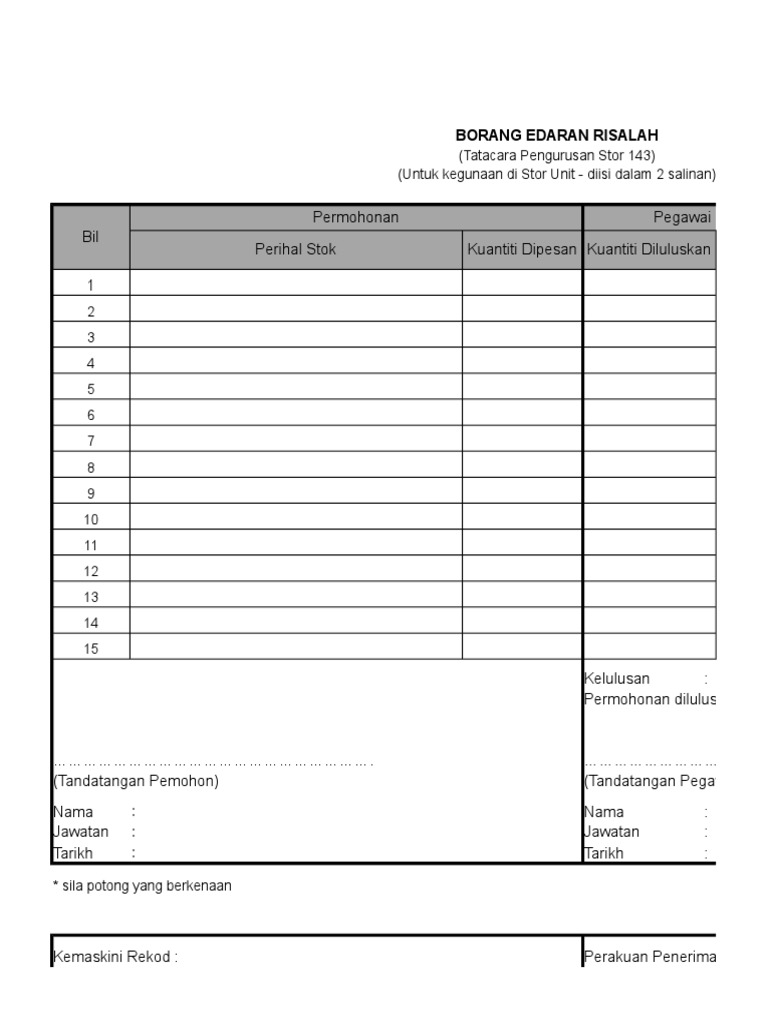 Borang Edaran Risalah | PDF