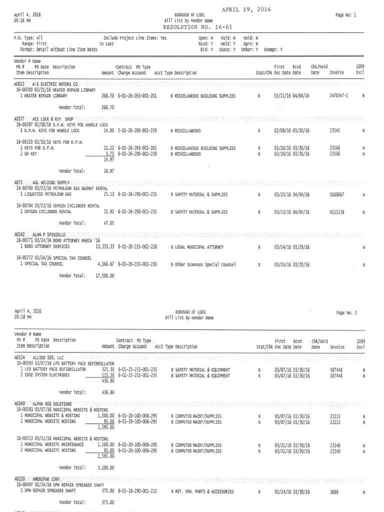 April 2016 Bills | PDF