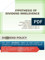 Mm Hypothesis of Dividend Irrelavence
