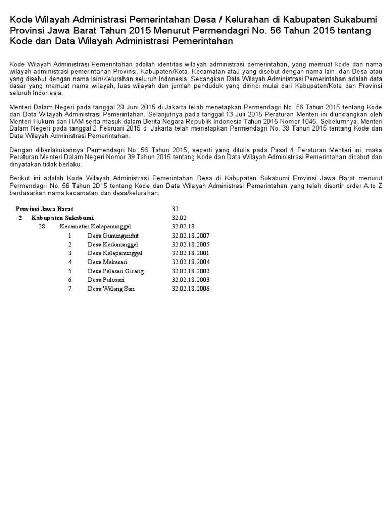 Kode Wilayah Administrasi Pemerintahan Desa
