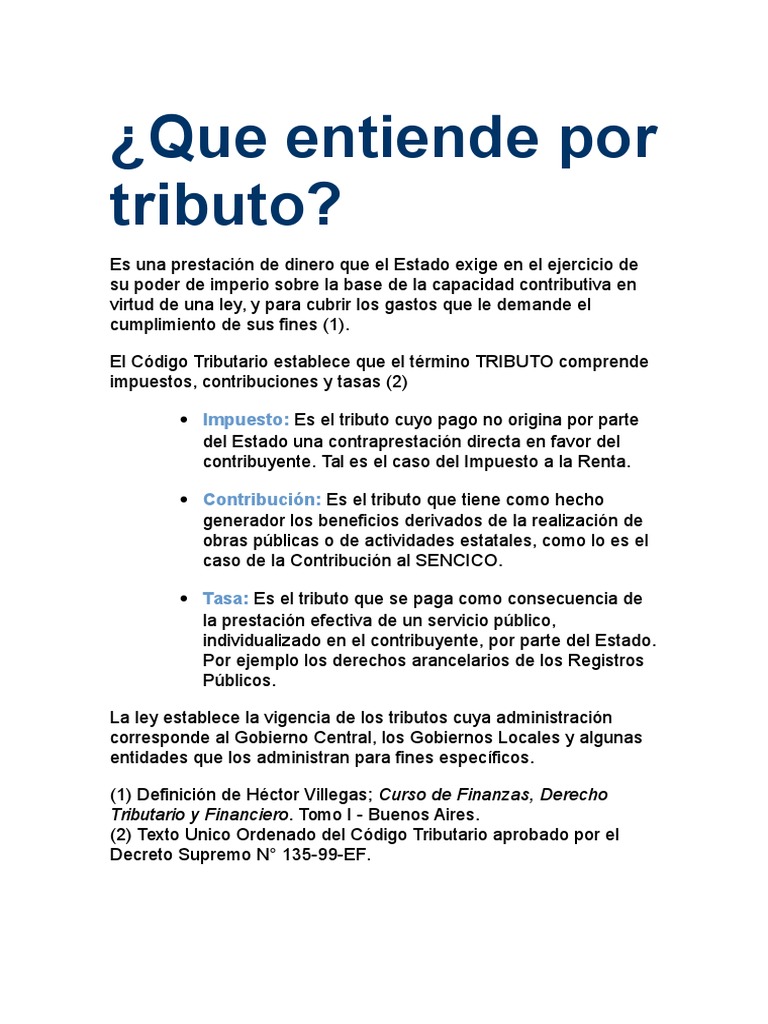 Definición y Tipos de Tributos | PDF