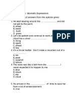 Idiomatic Expressions Exercises