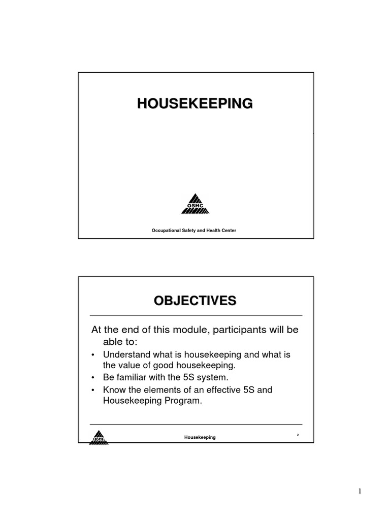 4 Housekeeping PDF | PDF | Housekeeping | Prevention