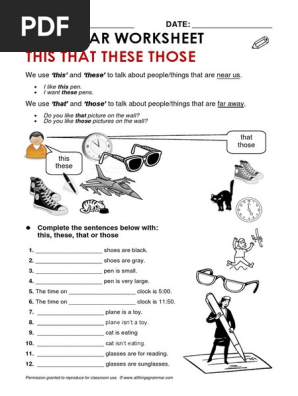 Atg Worksheet Thisthatthesethose Pdf