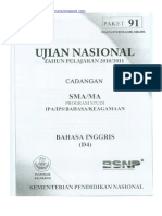 Naskah Soal UN Bahasa Inggris SMA 2011 (Paket 91)