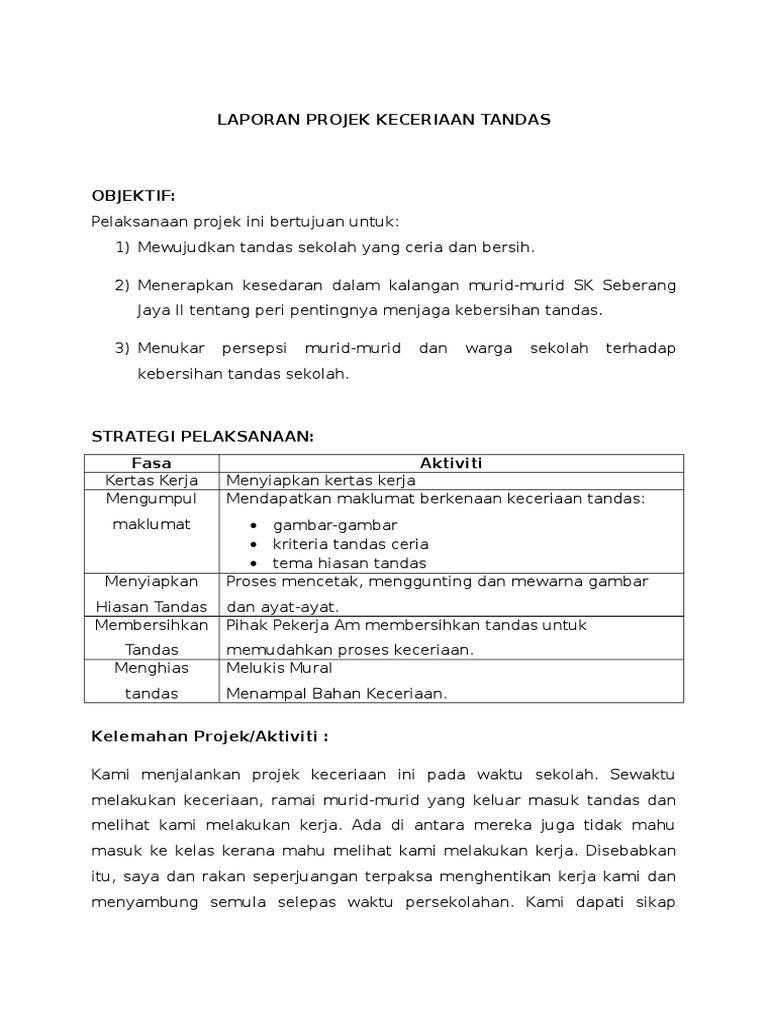 Laporan Keceriaan Tandas Pdf