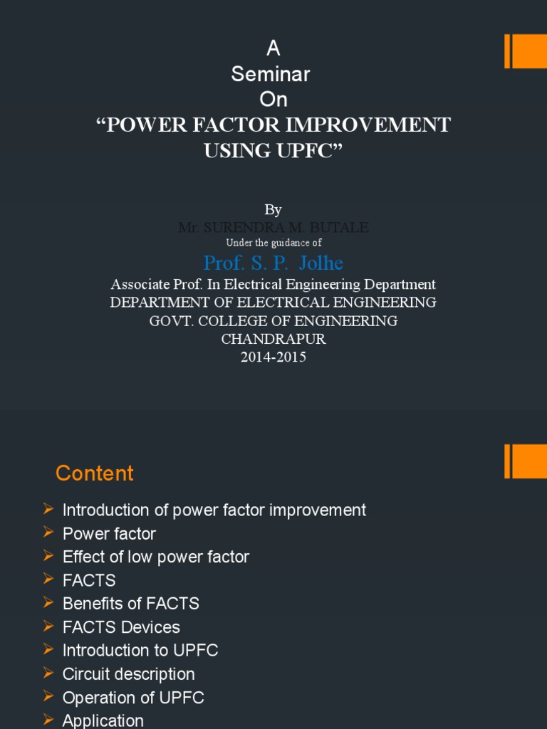 Power Factor Improvement with UPFC | PDF | Electric Power System ...