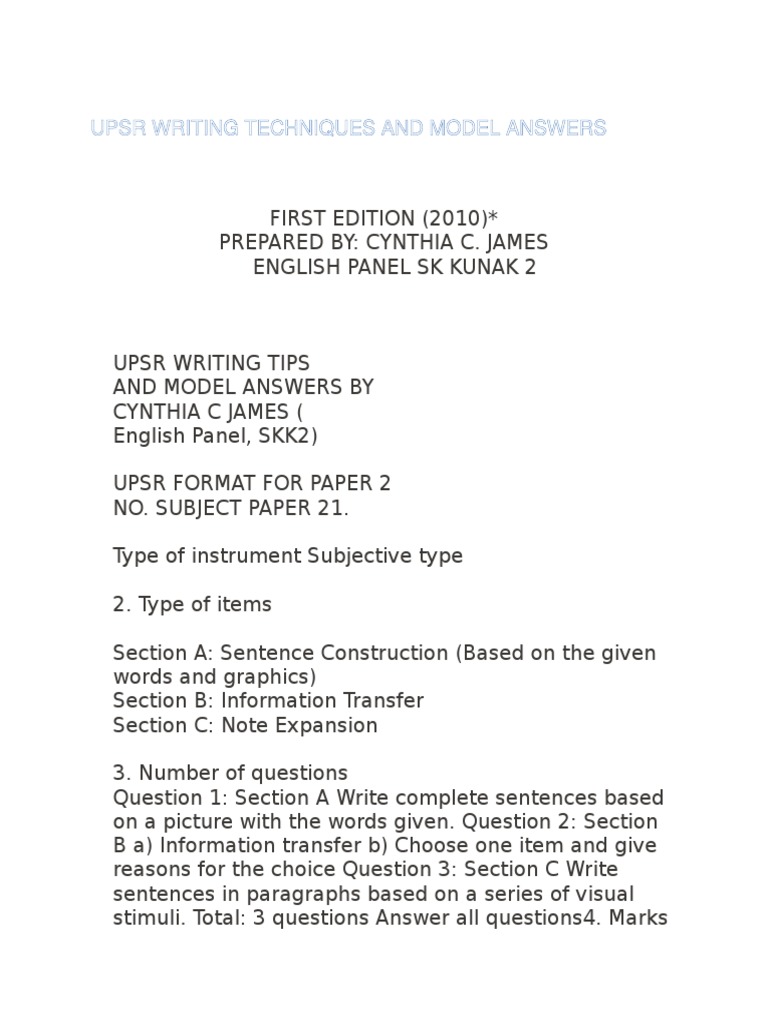 Writing tips and model essay for upsr 06 image