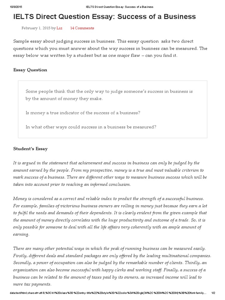 Ielts writing task 2 direct question essay sample picture