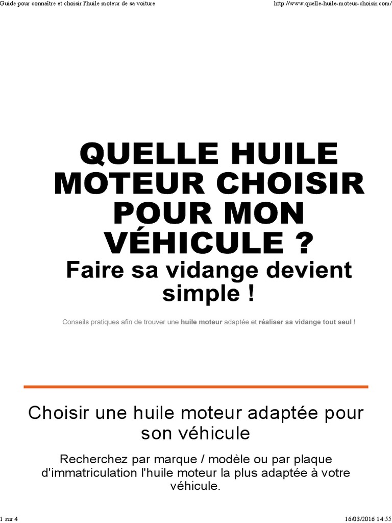 Quelle huile moteur choisir pour votre voiture ?