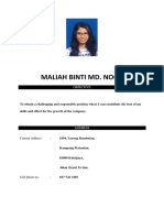 Maliah Binti MD Noor Resume