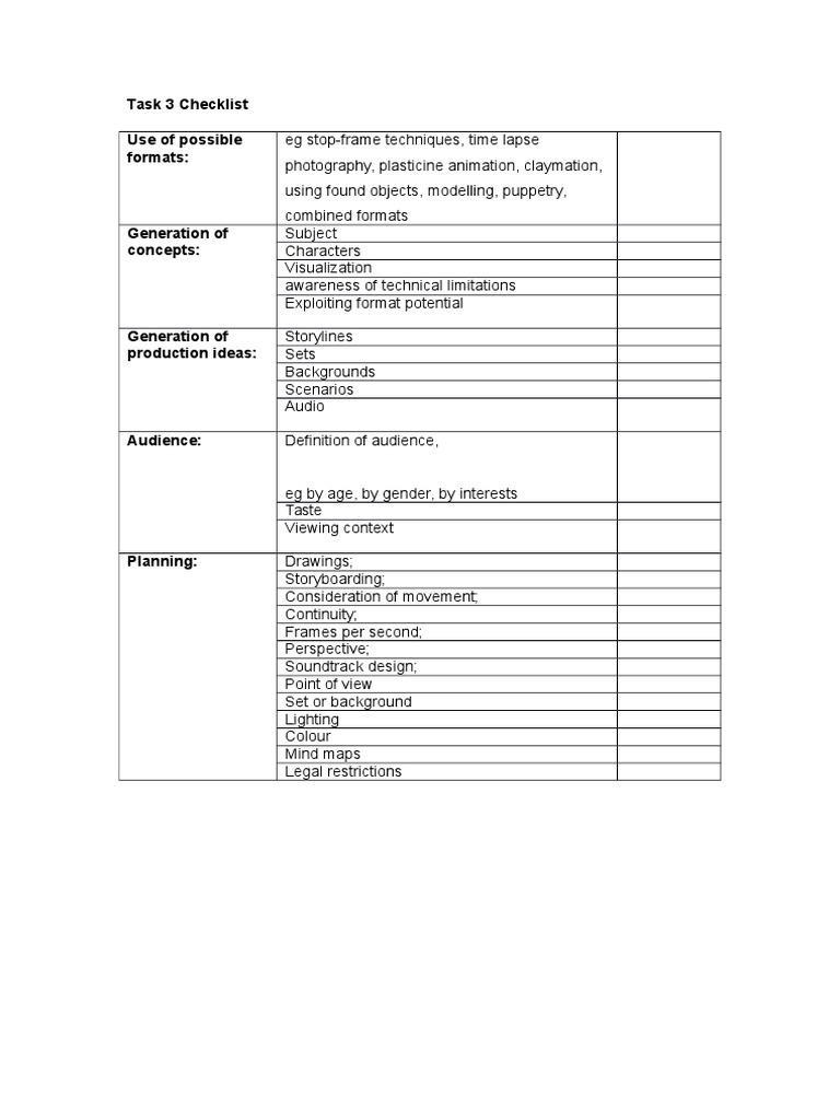 Animation Production Checklist Guide | PDF