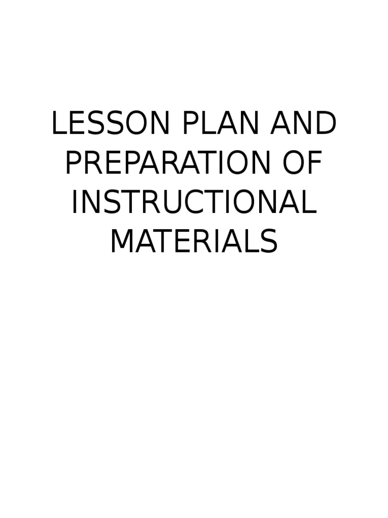 Lesson Plan and Preparation of Instructional Materials PDF