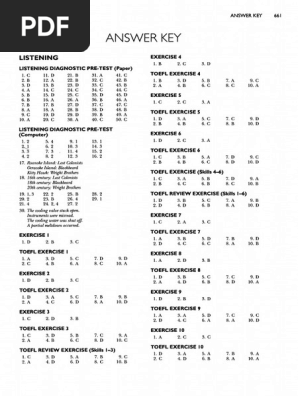 Answer Key Listening Toefl Longman