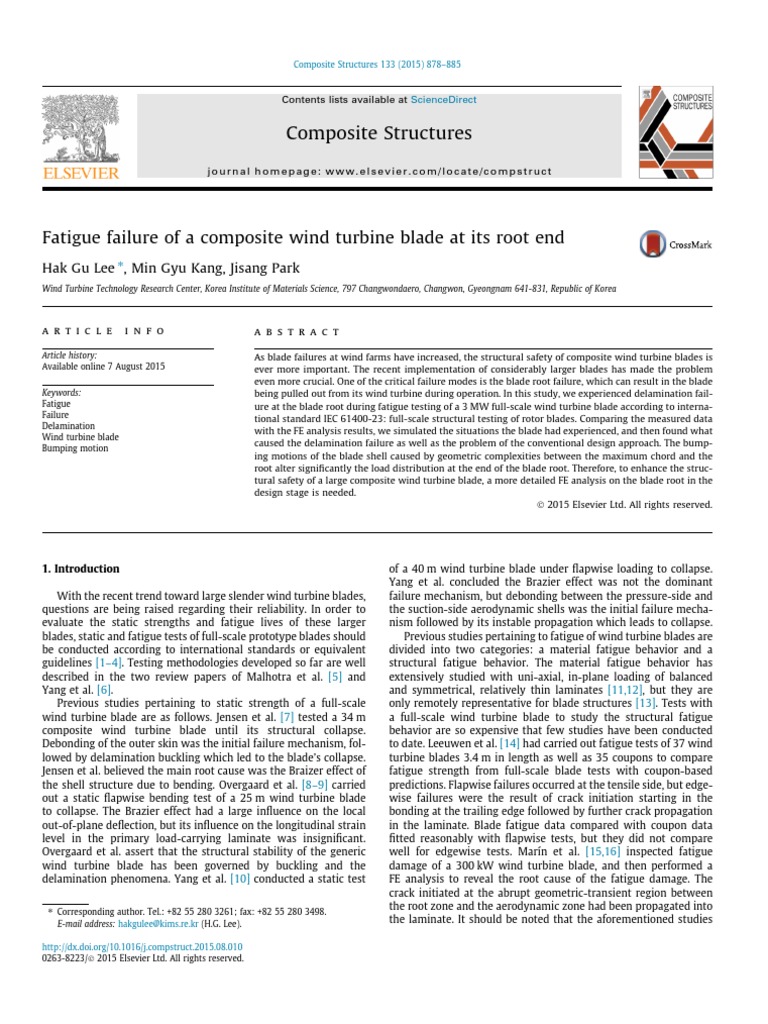 Fatigue Failure of A Composite Wind Turbine Blade at Its Root End | PDF ...