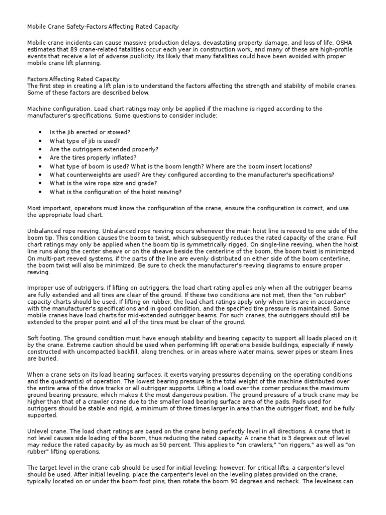 Mobile Crane Safety PDF Crane (Machine) Elevator