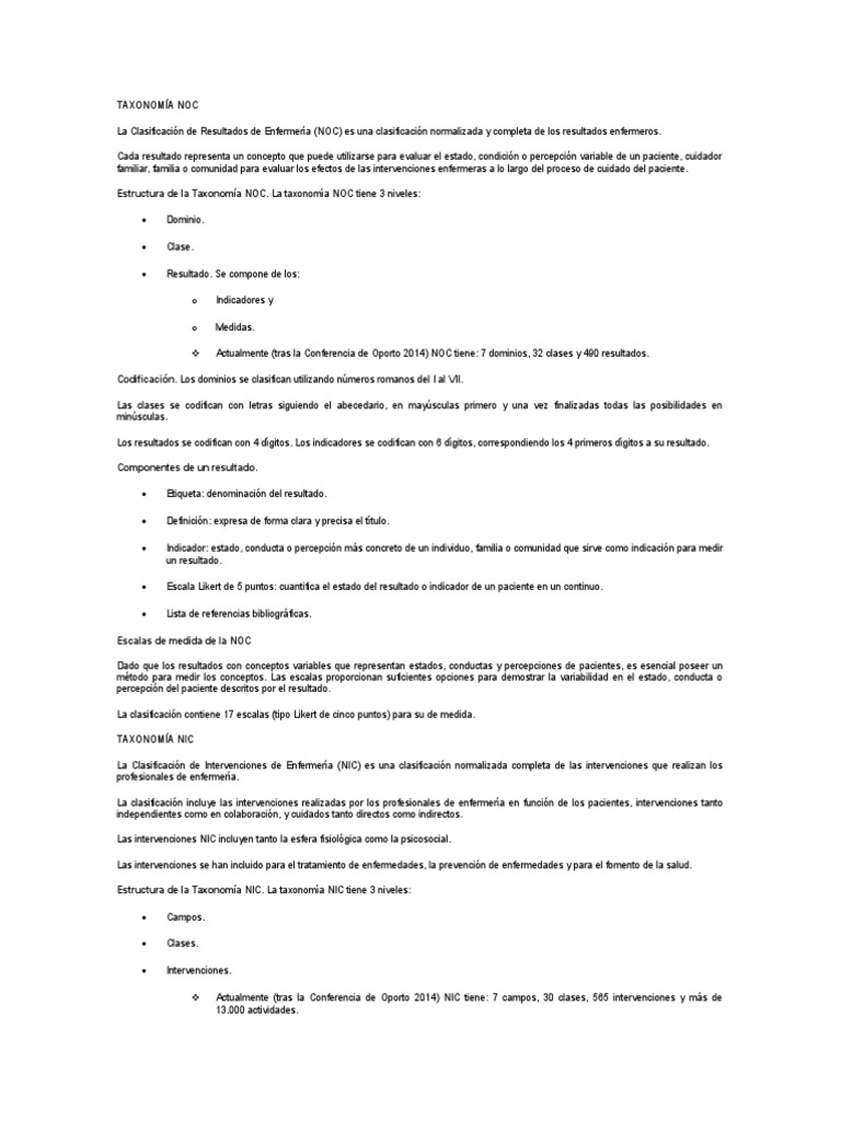 Taxonomía Noc Taxonomía (biología) Enfermería
