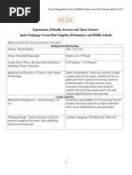 Department of Health, Exercise and Sport Sciences Sport Pedagogy Lesson Plan Template (Elementary and Middle School)