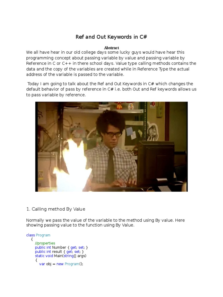 Understanding Ref and Out in C# | PDF | C Sharp (Programming Language ...