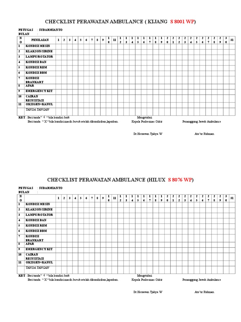Equipment Checklist Sample Ambulance Pdf Template Wor vrogue.co