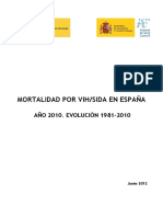 MORTALIDAD POR VIH/SIDA EN ESPAÑA     AÑO 2010. EVOLUCIÓN 1981-2010 