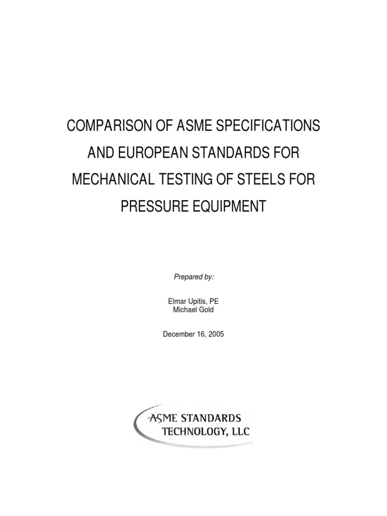 Comparison of ASME Specifications and European Standards | PDF | Steel ...