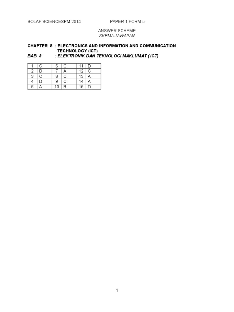 2014 Form 5 Electronics Answer Key | PDF | Teaching Methods & Materials ...