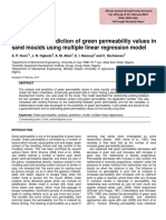 Analysis and Prediction of Green Permeability Values In