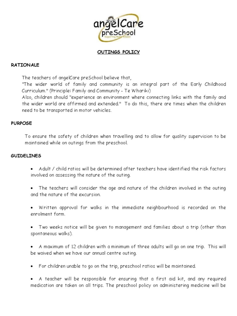 Outings Policy | PDF | Preschool | Early Childhood Education