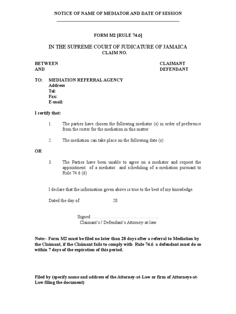 Mediator Notice and Session Date Form | PDF | Law