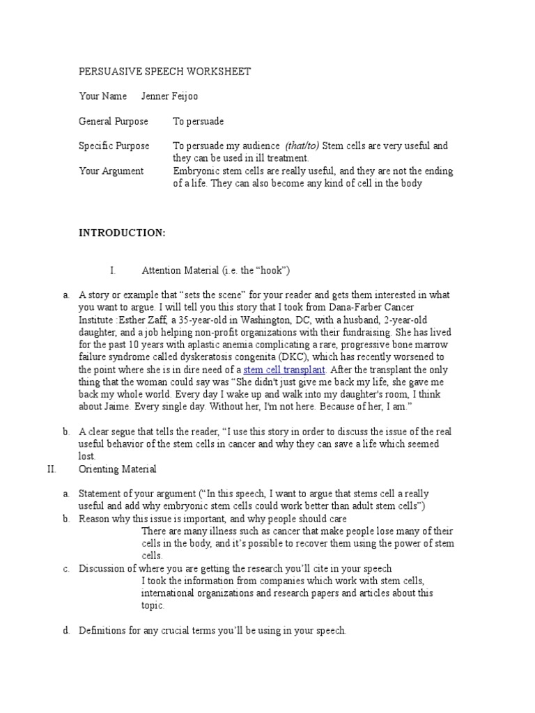 Persuasive speech outline picture