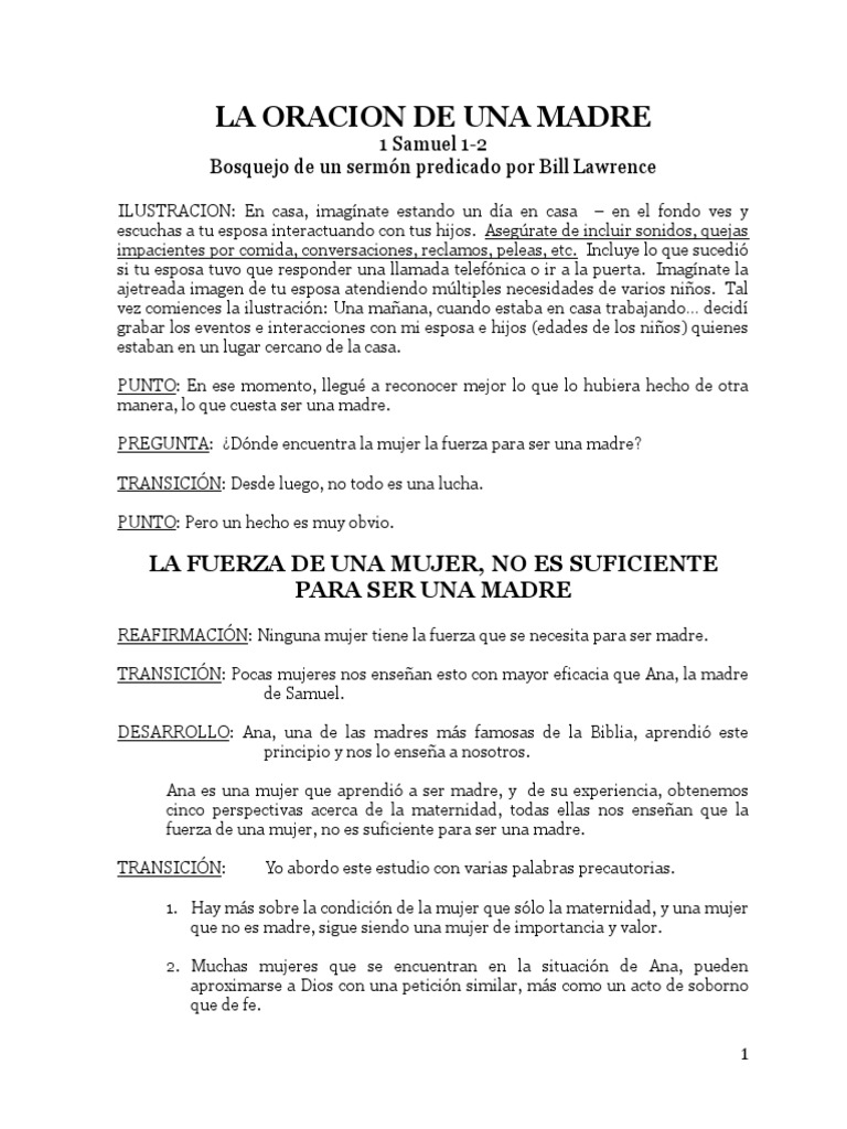 La Oracion de Una Madre PDF Oración Mujer